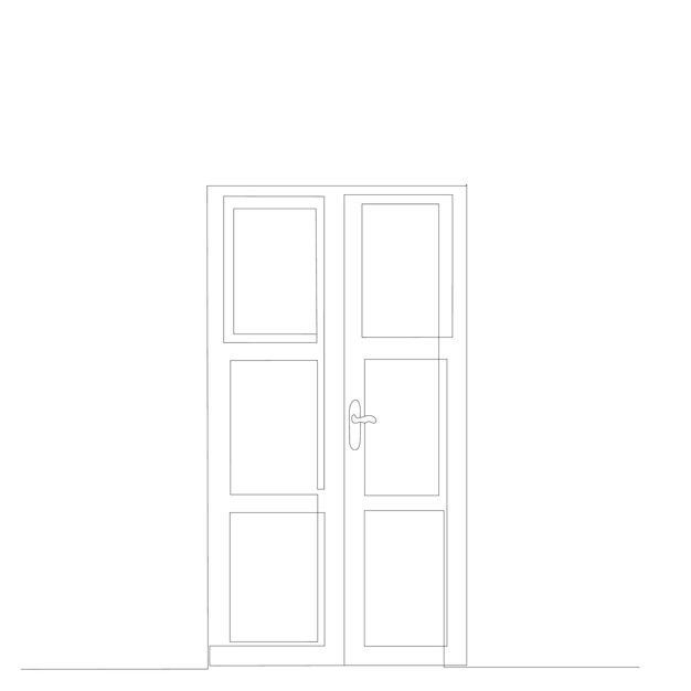 Dibujo aislado de la puerta de entrada en una línea continua