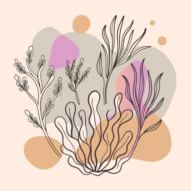 un dibujo de un alga y un alga