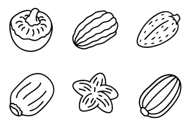 un dibujo de almendras con una línea de semillas