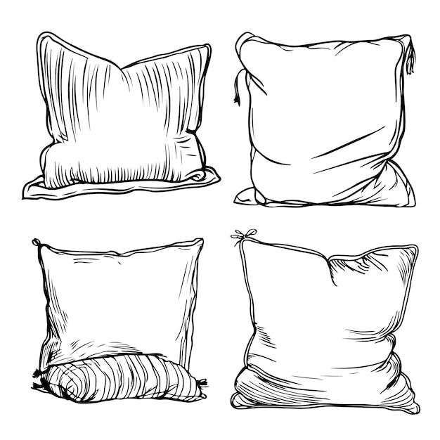 un dibujo de almohadas con una imagen de una almohada y una almohadilla