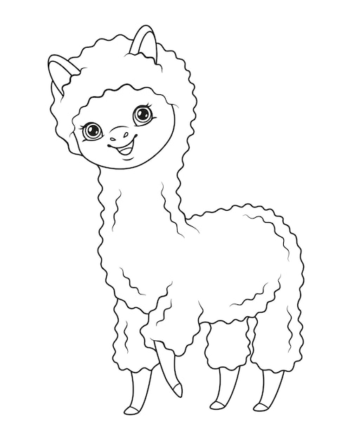 Vector dibujo de alpaca sute para colorear