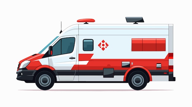 un dibujo de una ambulancia roja y blanca con una luz de emergencia roja en la parte delantera