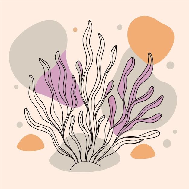 un dibujo de una anémona de mar púrpura y rosa