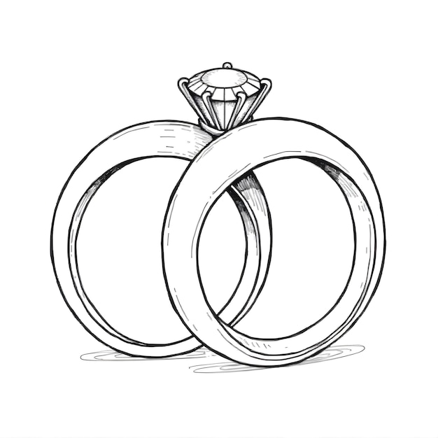 Dibujo de anillo de boda Ilustración vectorial Página para colorear