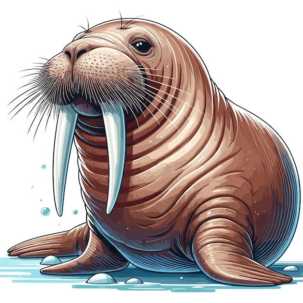 El dibujo animado de cute walrus fish ilustración vectorial de fondo blanco de estilo