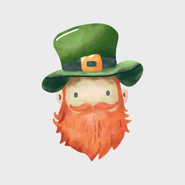 Vector el dibujo animado del duende con el sombrero verde de st. patrick's day.