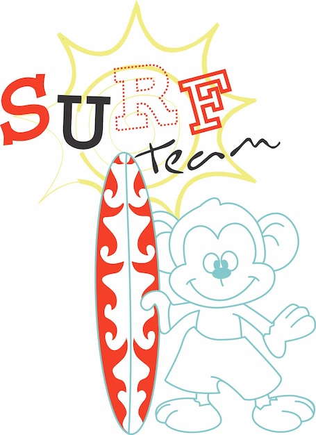 El dibujo animado del equipo de surf