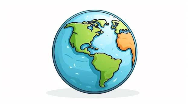 Vector un dibujo animado de un globo con los continentes y las palabras tierra en él