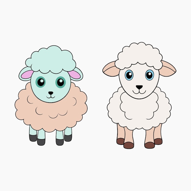 El dibujo animado de la ilustración vectorial de las ovejas