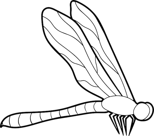 Un dibujo animado de línea de línea de libélula