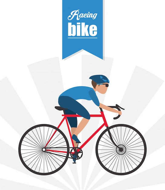 Dibujo animado masculino de carreras de bicicletas icono de desafío usted mismo