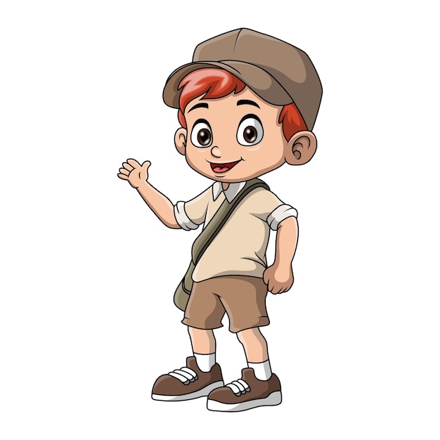 Un dibujo animado de un niño de escuela lindo.