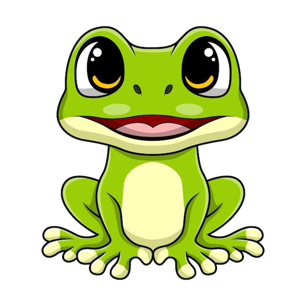 El dibujo animado de la rana en fondo blanco