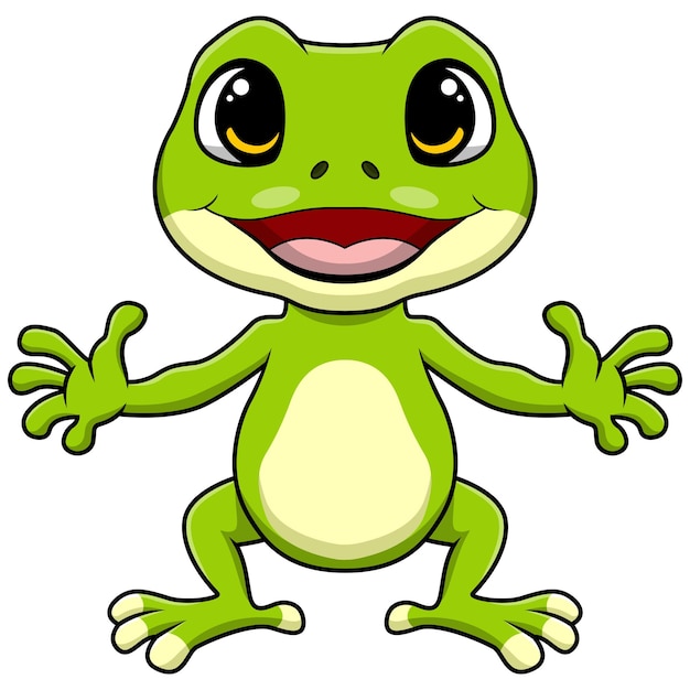 El dibujo animado de la rana en fondo blanco