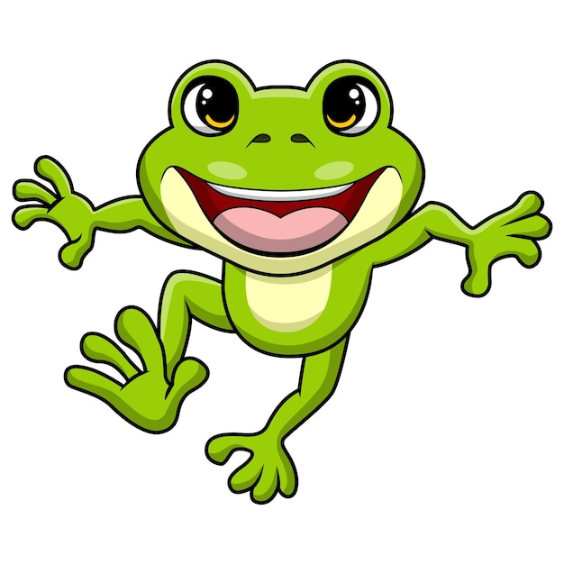 El dibujo animado de la rana en fondo blanco