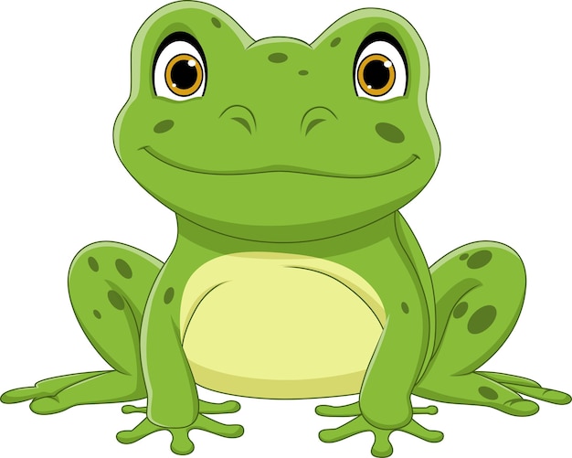 El dibujo animado de la rana en fondo blanco
