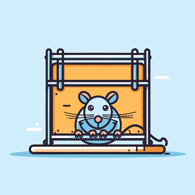 Un dibujo animado de un ratón con un marco de madera que dice "un ratón".
