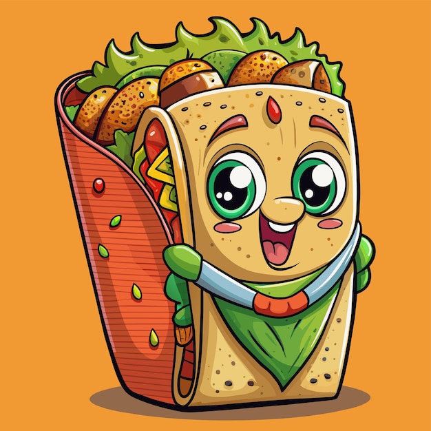 Vector un dibujo animado de un sándwich con una cara que dice