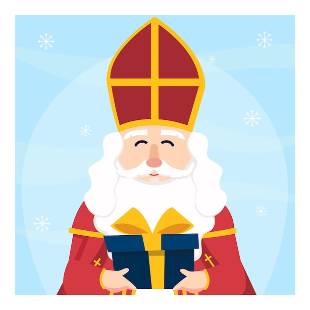 Vector dibujo animado de sinterklaas o san nicolás con regalos