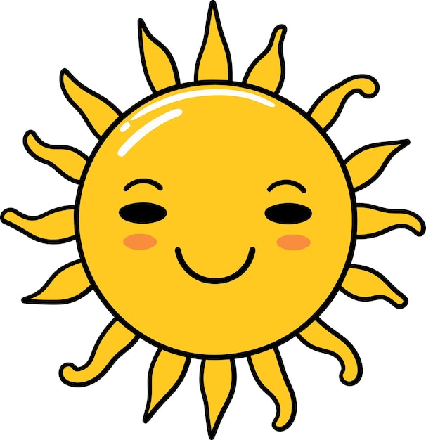 un dibujo animado de un sol con una sonrisa en él