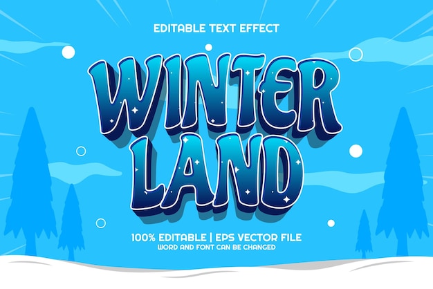 El dibujo animado de Winter Land en 3D en negrita con texto editable y estilo de efecto