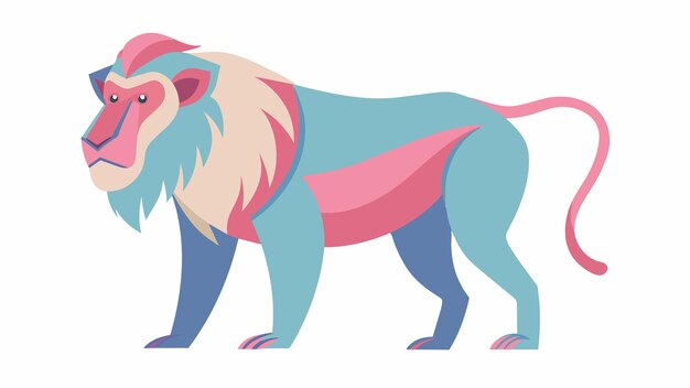 un dibujo de un animal azul con una cola rosa