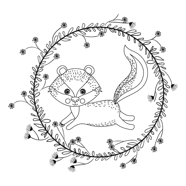 Dibujo de animal dentro del icono de la guirnalda