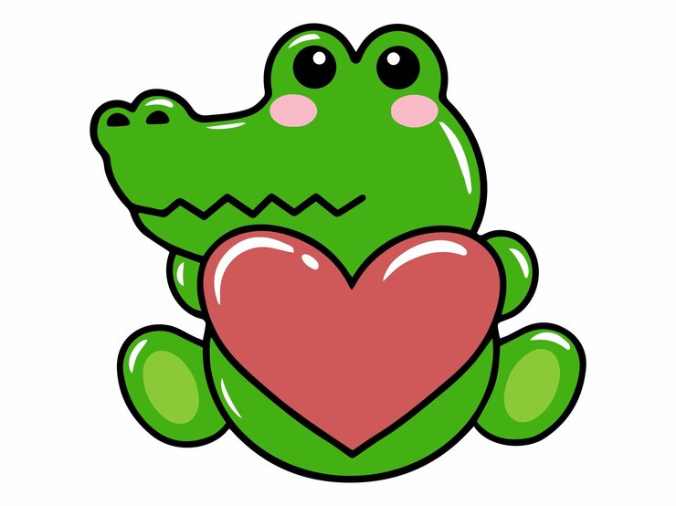 Vector dibujo de animales de dibujos animados de cocodrilo lindo