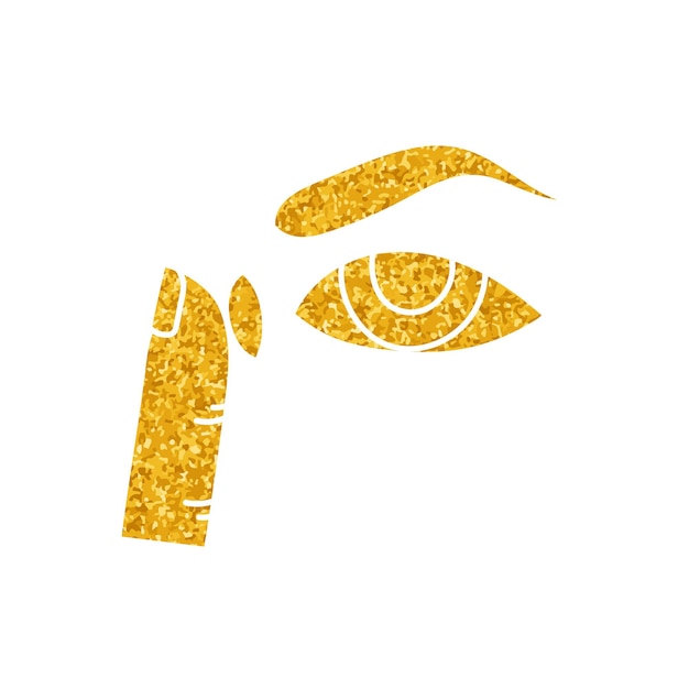 Dibujo de aplicación de lentes de contacto en estilo de color dorado