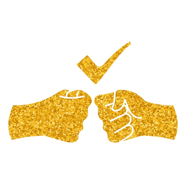 Dibujo de apretón de manos en estilo de color dorado