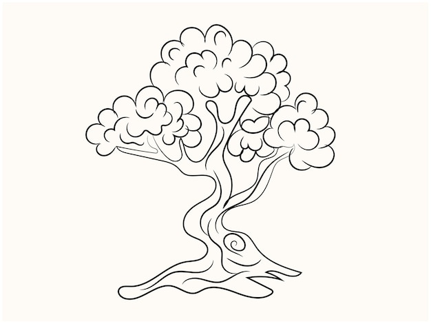 un dibujo de un árbol con un árbol en él