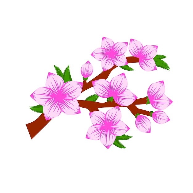 un dibujo de un árbol con flores de cereza rosadas clipart