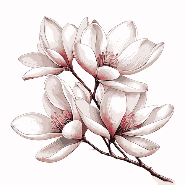 Vector un dibujo de un árbol con flores rosas