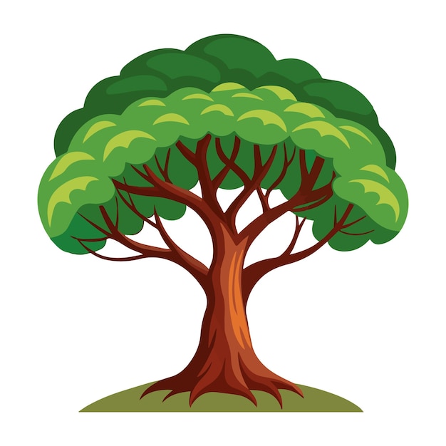 un dibujo de un árbol con hojas verdes y un dibujos de un árbol