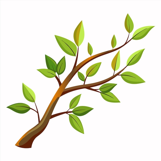 un dibujo de un árbol con hojas verdes y un fondo blanco