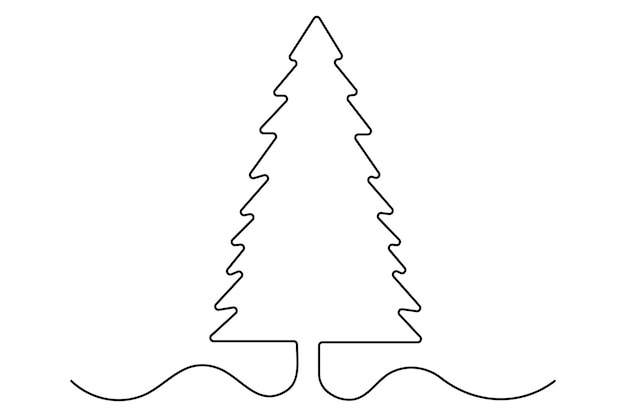 un dibujo de un árbol de Navidad con una cuerda a su alrededor