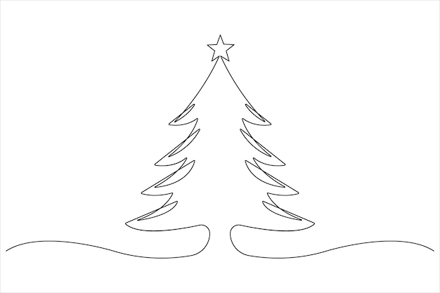 un dibujo de un árbol de Navidad con una estrella en él
