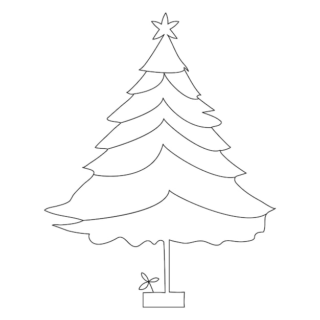 un dibujo de un árbol de Navidad con una estrella en él