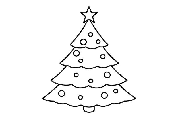 un dibujo de un árbol de Navidad con una estrella en él