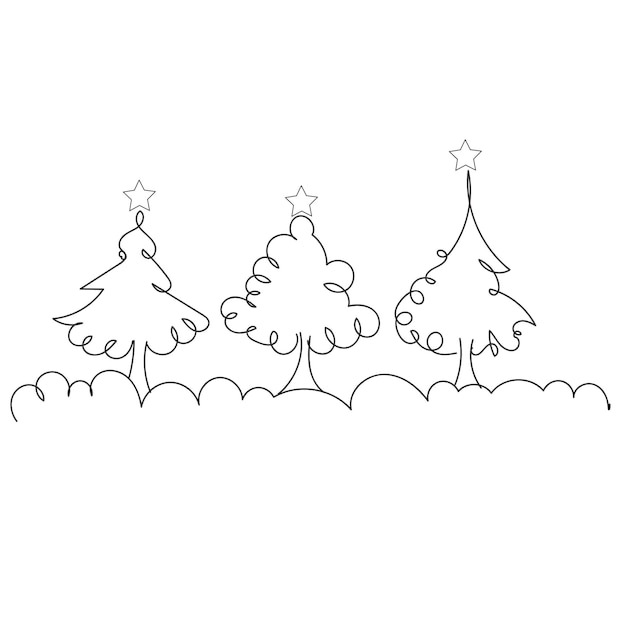 Dibujo de árbol de navidad en un vector de línea continua