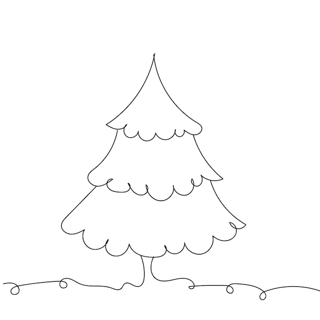 Dibujo de árbol de Navidad en un vector de línea continua