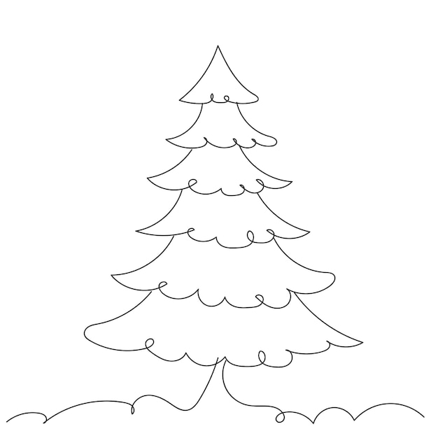Dibujo de árbol de Navidad en un vector de línea continua