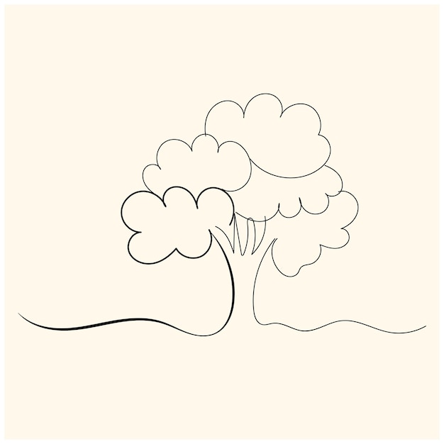 un dibujo de un árbol con una nube en el medio
