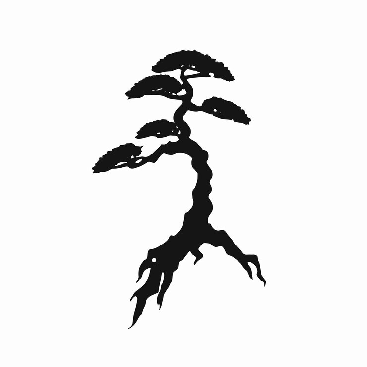 Vector un dibujo de un árbol con la palabra bonsai en él