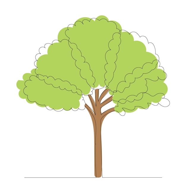 Dibujo de árbol en un vector aislado de línea continua