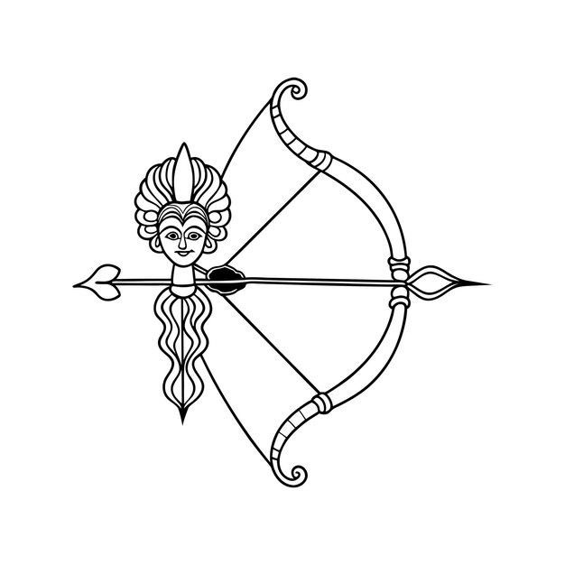 un dibujo de un arco con un símbolo que dice un en él