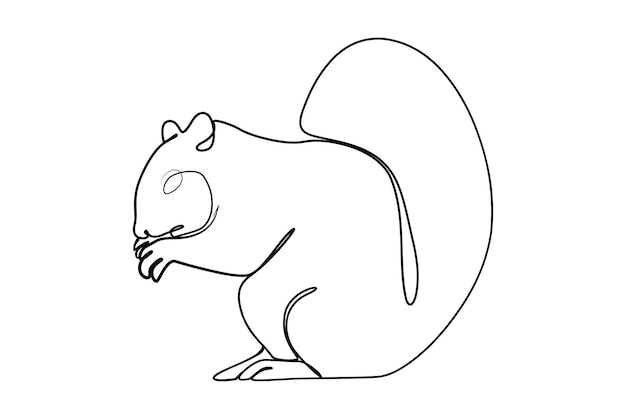 El dibujo de la ardilla de una línea