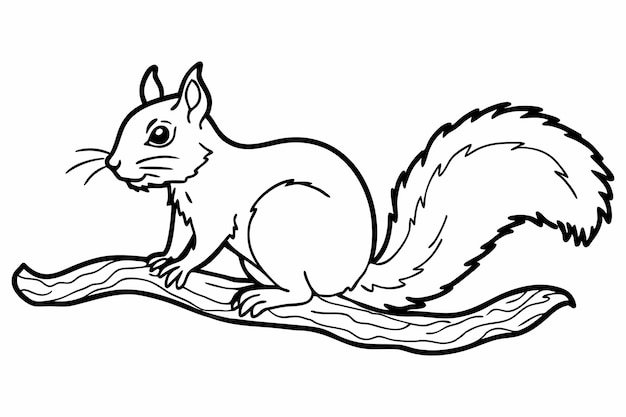 un dibujo de una ardilla con una rama