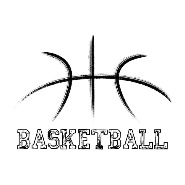 un dibujo de un aro de baloncesto con las palabras baloncesto en él