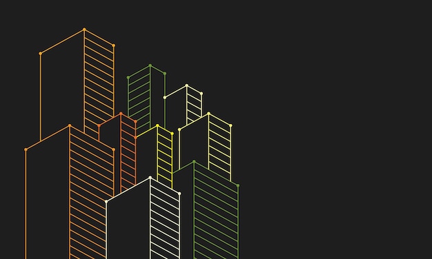Dibujo arquitectónico con construcción de edificios